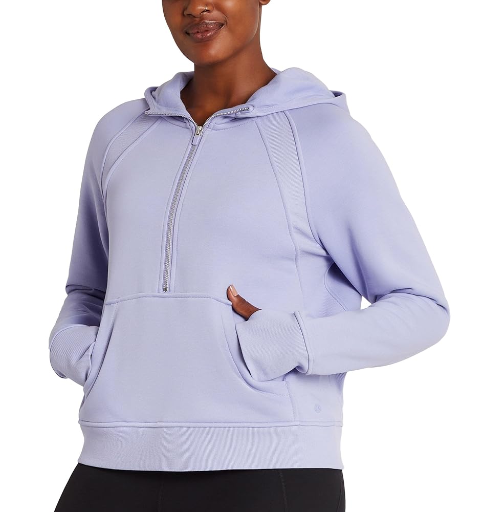 Danskin Women's Mixed Rib Cozy Half Zip Hoodie (US, Alpha